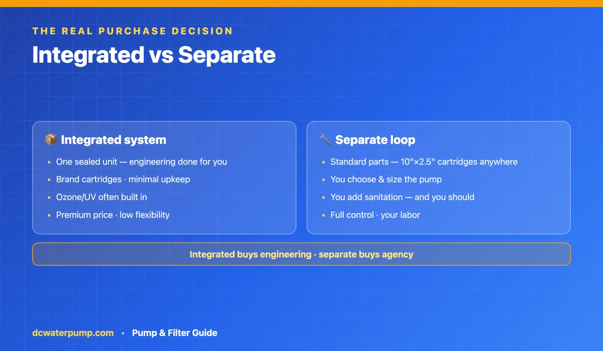 Integrated cold plunge system versus separate pump and filter loop comparison